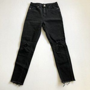 boohoo Blue Jenas Women's 4 Black Skinny High Rise Denim Reg Fit Size 4 26X24